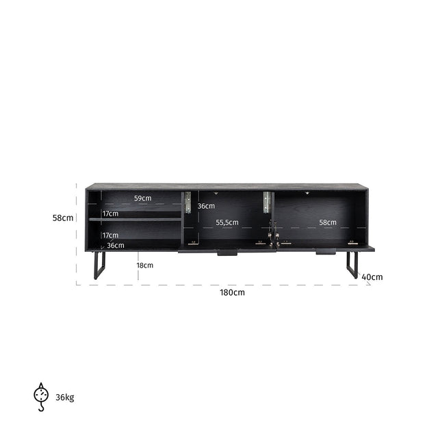 TV-dressoir Blax 2-kleppen 1-plank (Black) van Richmond Interiors – Luxe comfort op maat van PureWonen. Vraag naar de beste prijs.