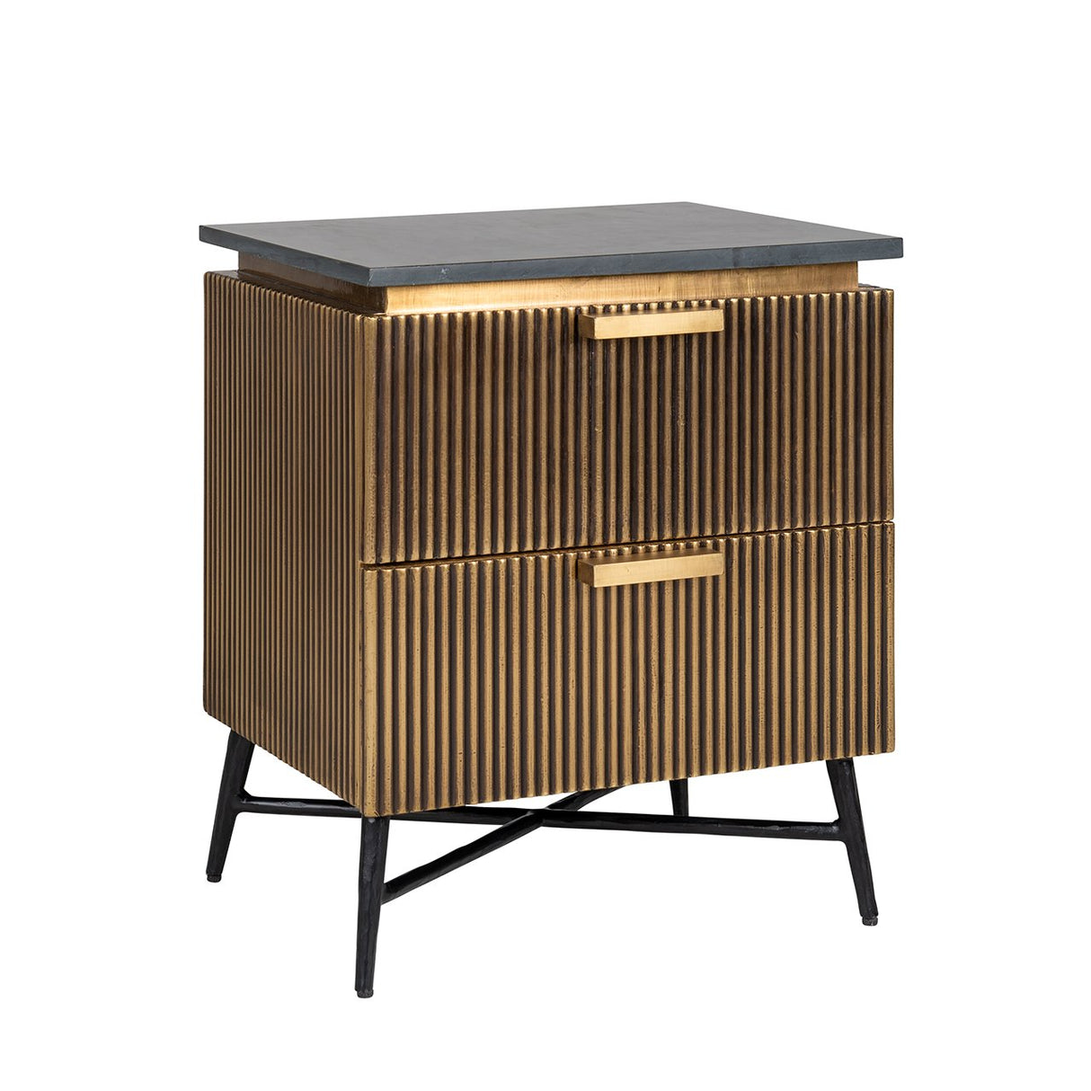 Nachtkastje Ironville 2-laden (Gold) van Richmond Interiors – Luxe comfort op maat van PureWonen. Vraag naar de beste prijs.