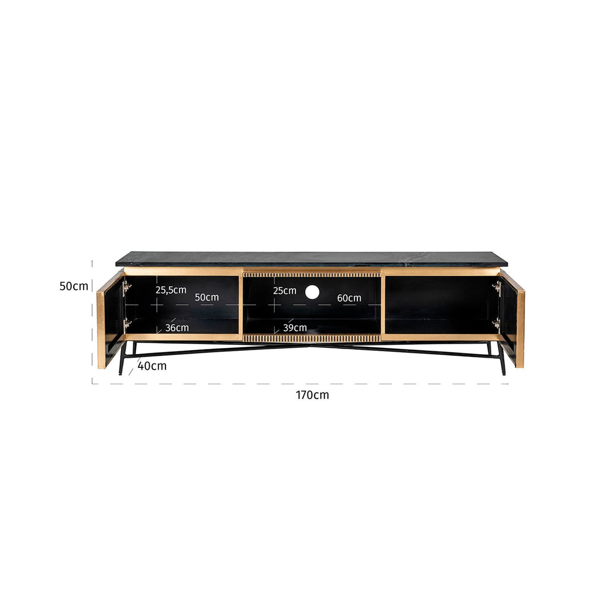 TV-dressoir Ironville 2-deuren (Gold) van Richmond Interiors – Luxe comfort op maat van PureWonen. Vraag naar de beste prijs.