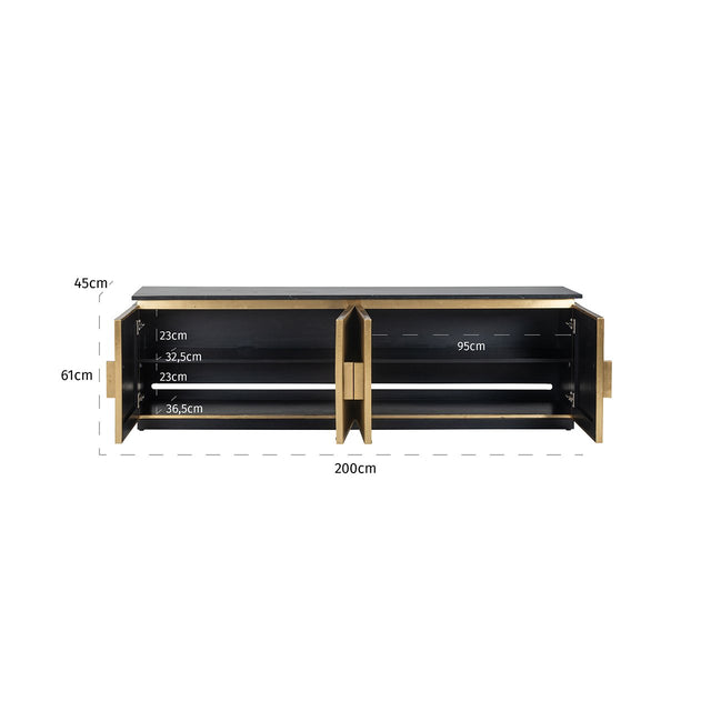 TV-dressoir Ironville 4-deuren (Gold) van Richmond Interiors – Luxe comfort op maat van PureWonen. Vraag naar de beste prijs.