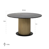 Eettafel Ironville 140Ø (Black/gold) van Richmond Interiors – Luxe comfort op maat van PureWonen. Vraag naar de beste prijs.