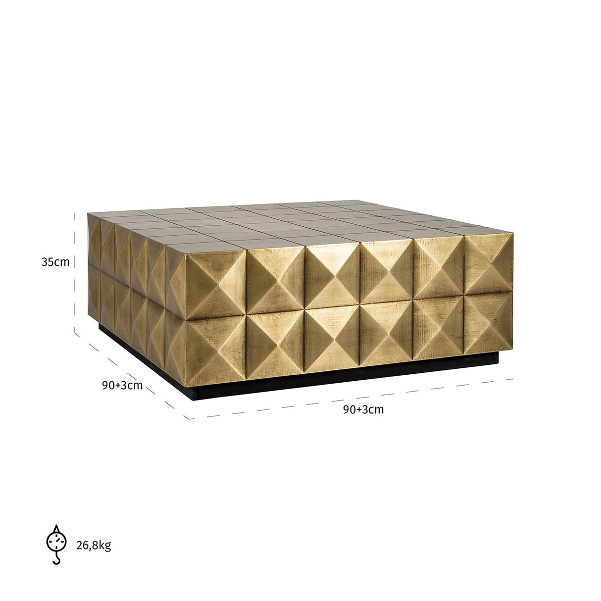 Salontafel Collada incl. glasplaat (Brushed Gold) van Richmond Interiors – Luxe comfort op maat van PureWonen. Vraag naar de beste prijs.