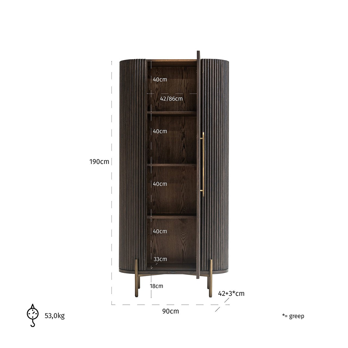 Wandkast Luxor 1-deur (Brown) van Richmond Interiors – Luxe comfort op maat van PureWonen. Vraag naar de beste prijs.