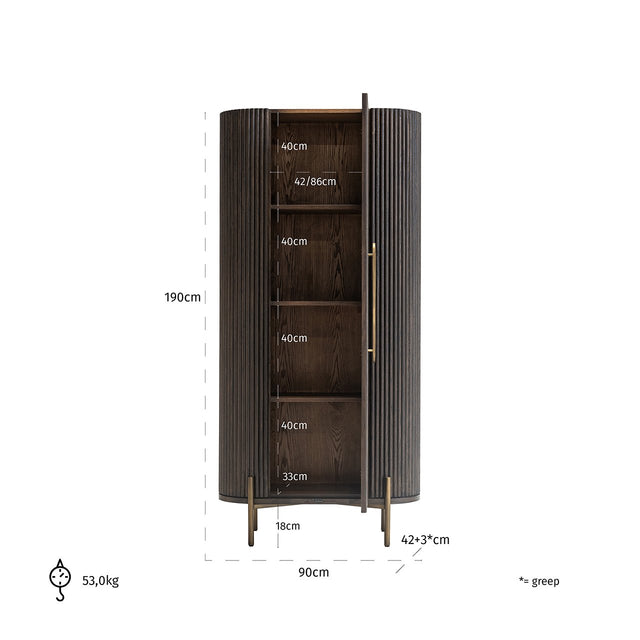 Wandkast Luxor 1-deur (Brown) van Richmond Interiors – Luxe comfort op maat van PureWonen. Vraag naar de beste prijs.