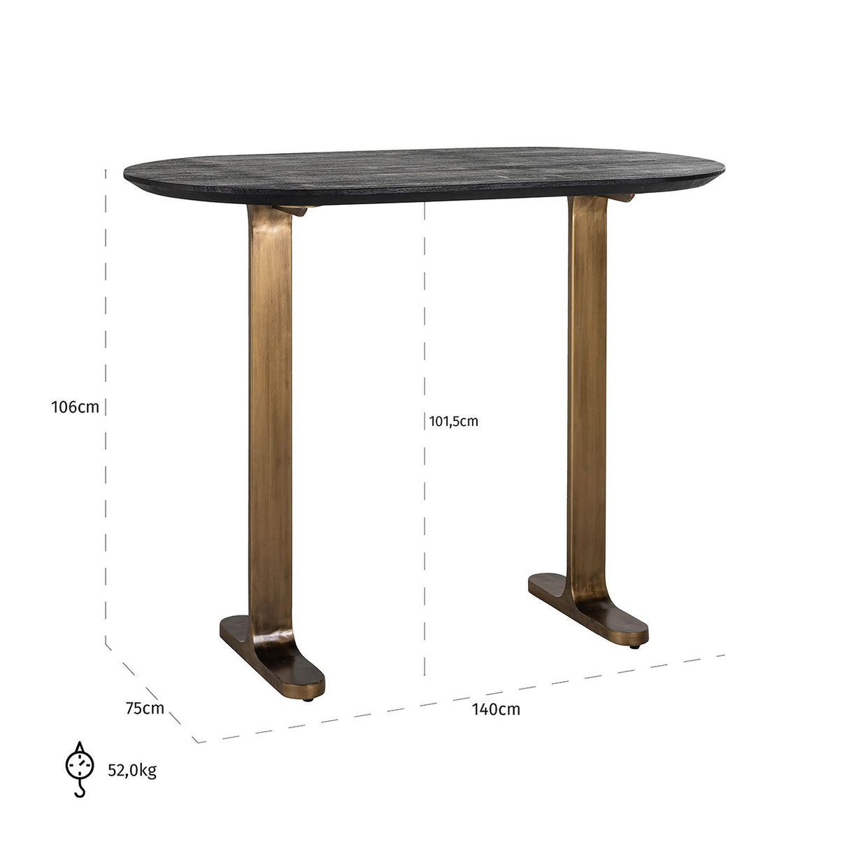 Bartafel Revelin ovaal (Black/gold) van Richmond Interiors – Luxe comfort op maat van PureWonen. Vraag naar de beste prijs.