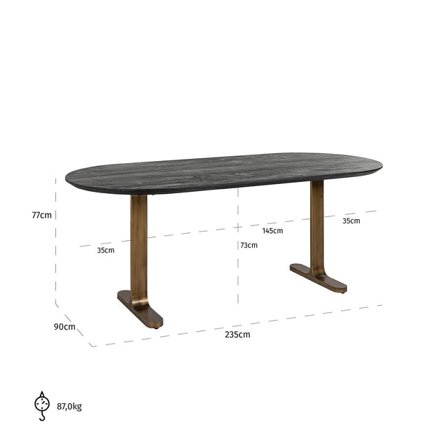 Eettafel Revelin 235 (Black/gold) van Richmond Interiors – Luxe comfort op maat van PureWonen. Vraag naar de beste prijs.