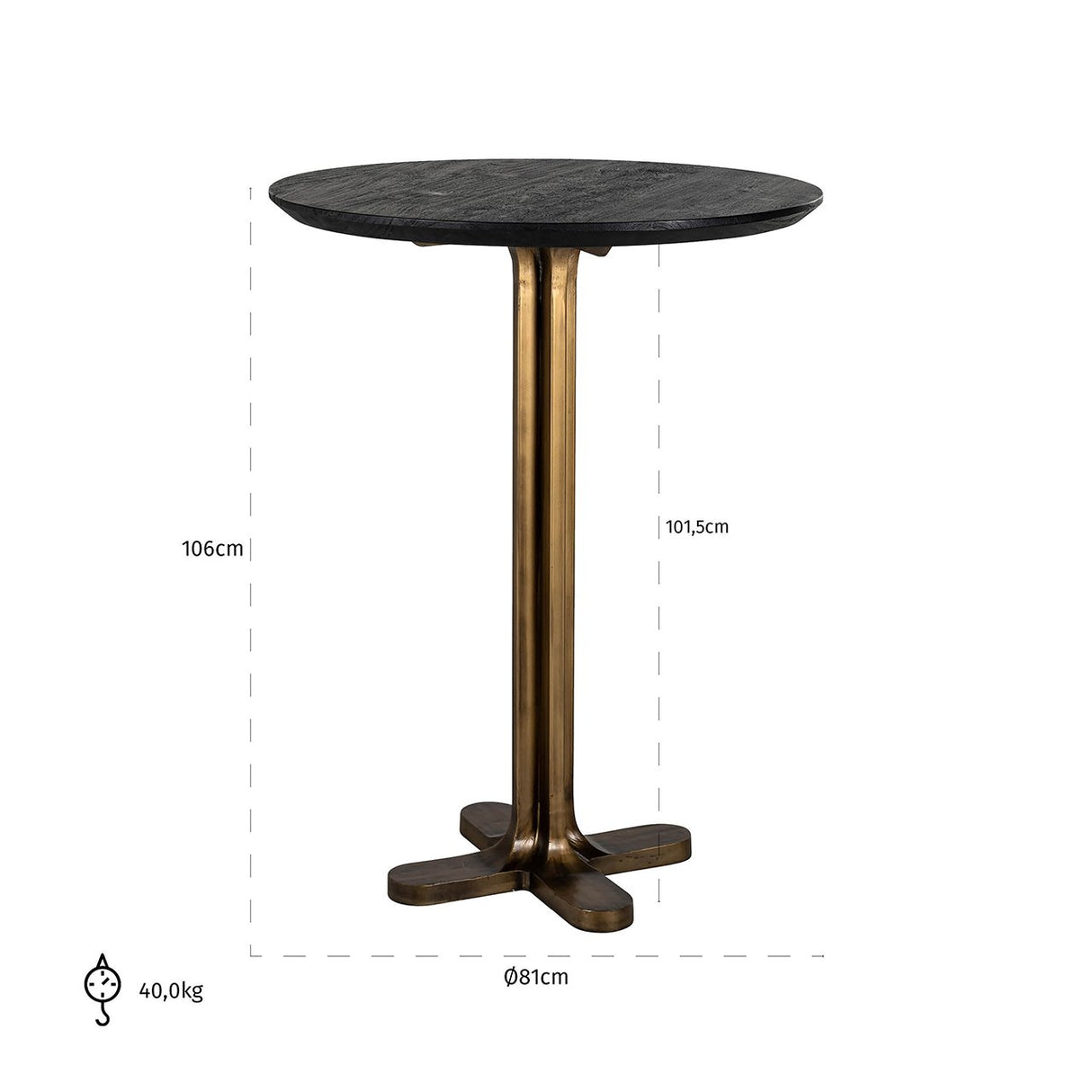 Bartafel Revelin 80 rond (Black/gold) van Richmond Interiors – Luxe comfort op maat van PureWonen. Vraag naar de beste prijs.