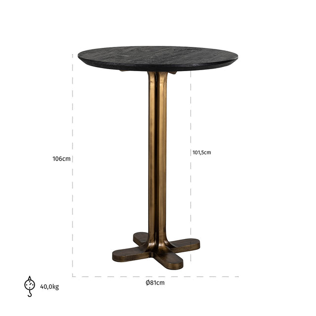 Bartafel Revelin 80 rond (Black/gold) van Richmond Interiors – Luxe comfort op maat van PureWonen. Vraag naar de beste prijs.
