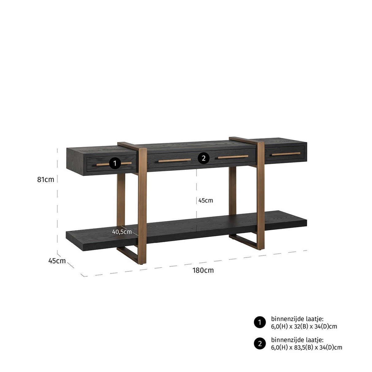 Dressoir Cambon 3-laden (Dark coffee) van Richmond Interiors – Luxe comfort op maat van PureWonen. Vraag naar de beste prijs.