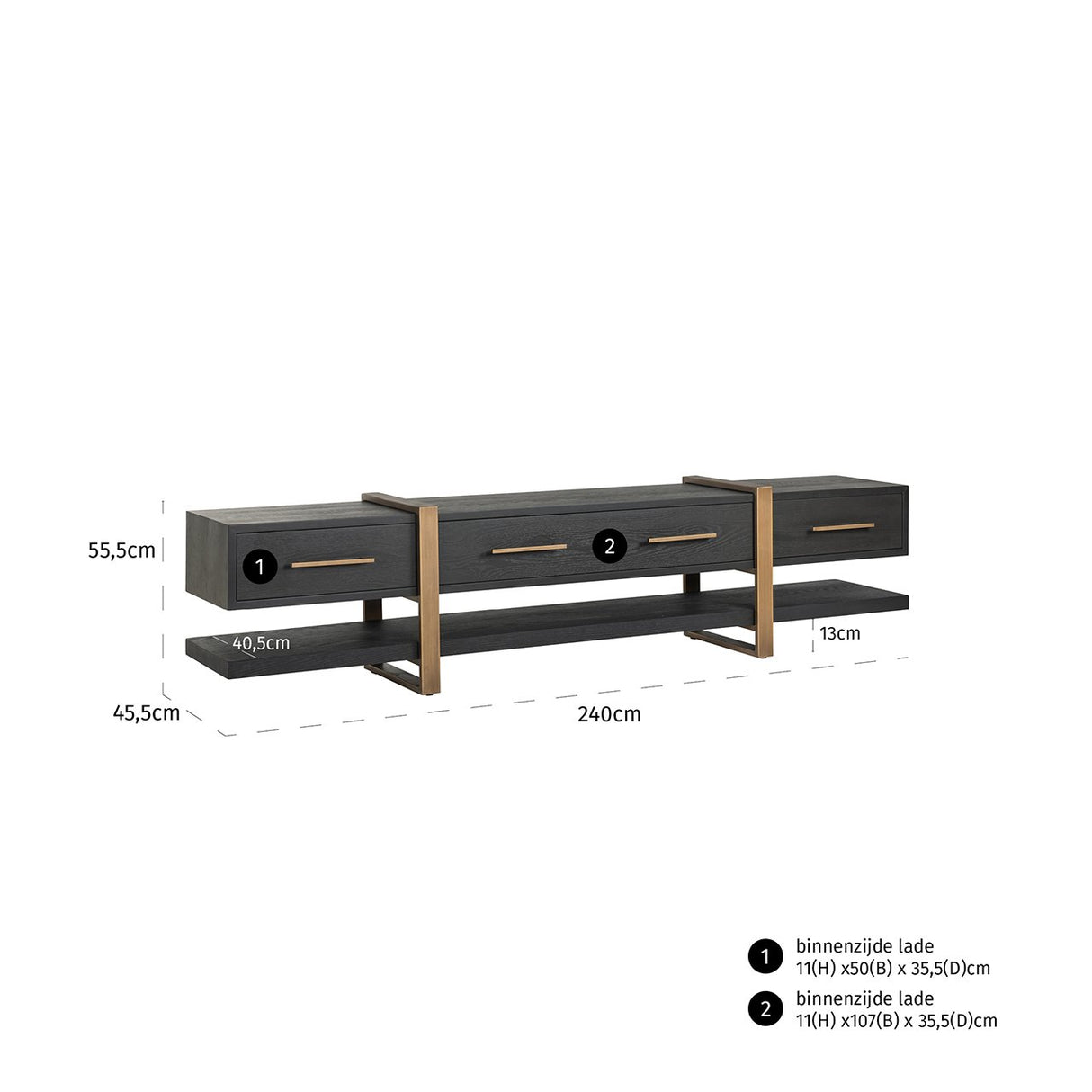 TV-dressoir Cambon 3-laden (Dark coffee) van Richmond Interiors – Luxe comfort op maat van PureWonen. Vraag naar de beste prijs.