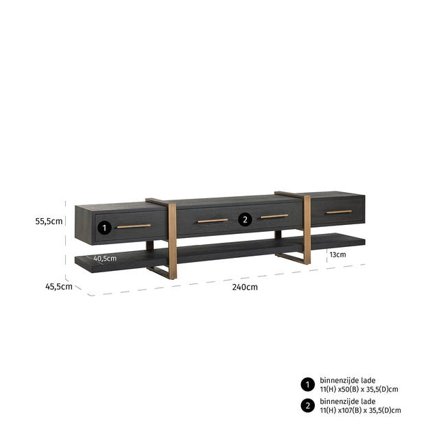 TV-dressoir Cambon 3-laden (Dark coffee) van Richmond Interiors – Luxe comfort op maat van PureWonen. Vraag naar de beste prijs.