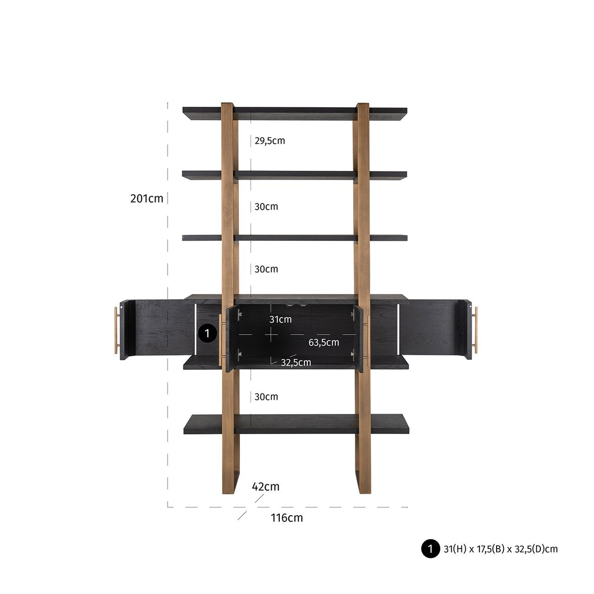 Wandkast Cambon 4-deuren 4-planken (Dark coffee) van Richmond Interiors – Luxe comfort op maat van PureWonen. Vraag naar de beste prijs.