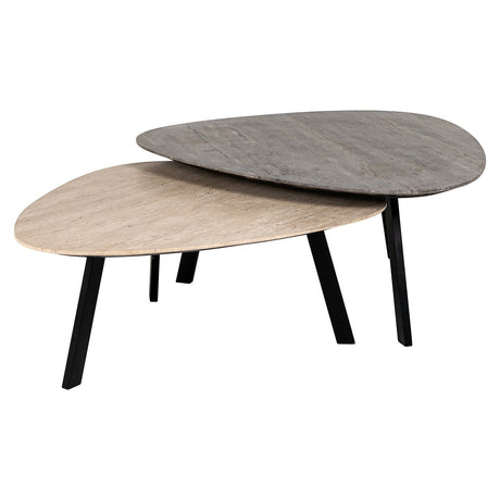 Salontafel Spencer set van 2 beige/grey travertine (Beige) van Richmond Interiors – Luxe comfort op maat van PureWonen. Vraag naar de beste prijs.