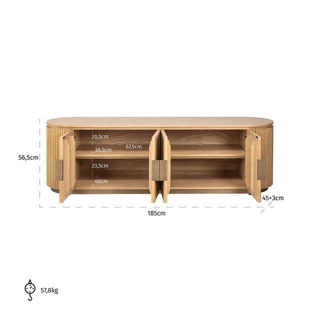 TV-meubel Belfort 4-deurs (Natural oak) van Richmond Interiors – Luxe comfort op maat van PureWonen. Vraag naar de beste prijs.