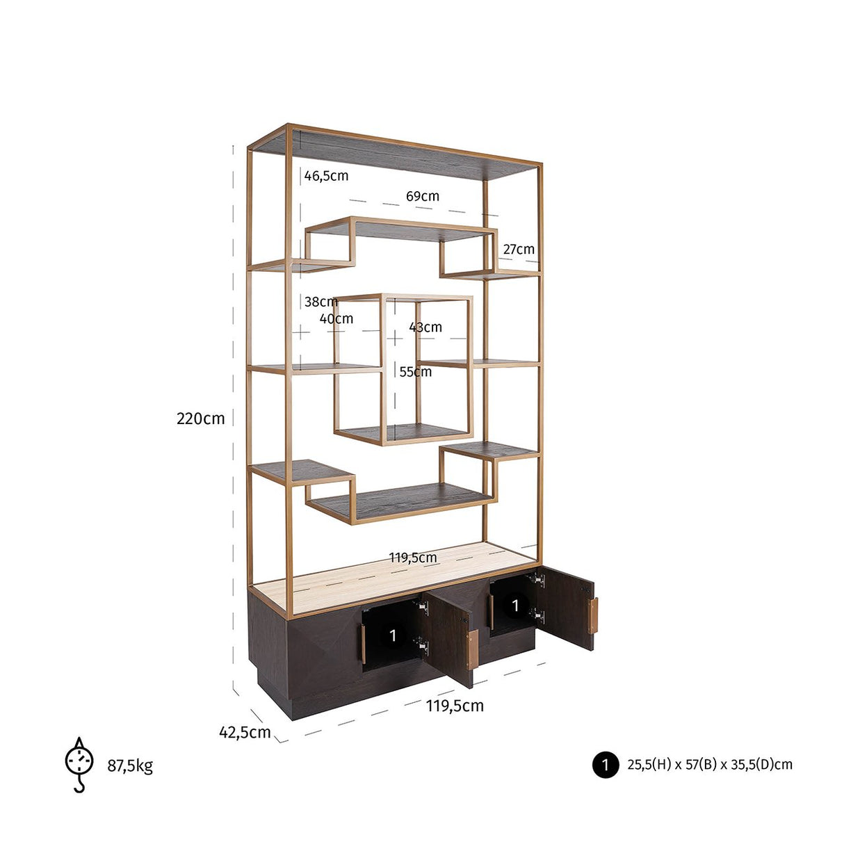 Wandkast Claremont (Brown) van Richmond Interiors – Luxe comfort op maat van PureWonen. Vraag naar de beste prijs.