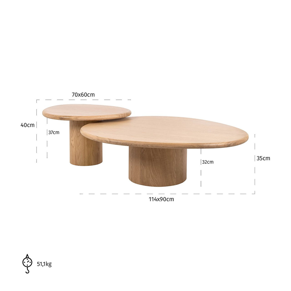 Salontafel Oakley set van 2 (Natural oak) van Richmond Interiors – Luxe comfort op maat van PureWonen. Vraag naar de beste prijs.