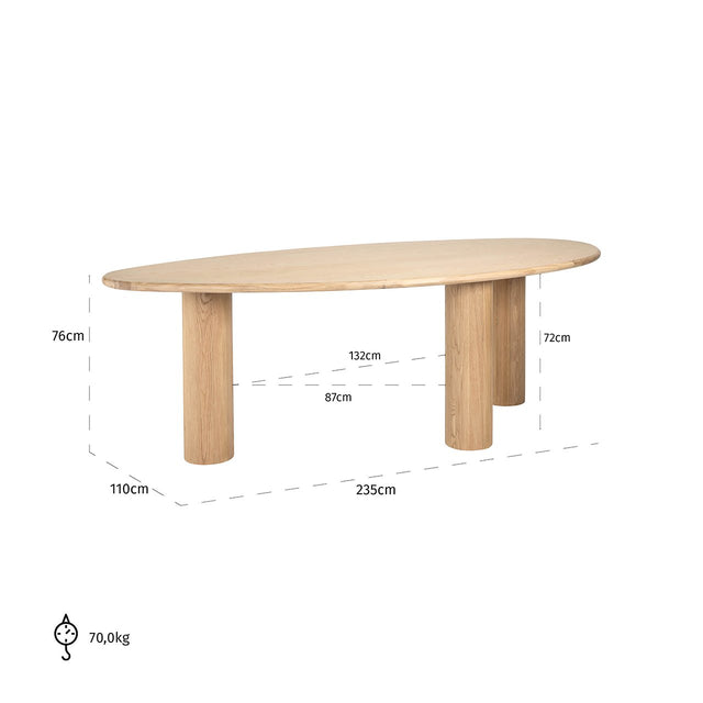Eettafel Oakley 235 (Natural oak) van Richmond Interiors – Luxe comfort op maat van PureWonen. Vraag naar de beste prijs.