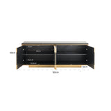 Dressoir Finsbury 4-deurs (Black/gold) van Richmond Interiors – Luxe comfort op maat van PureWonen. Vraag naar de beste prijs.