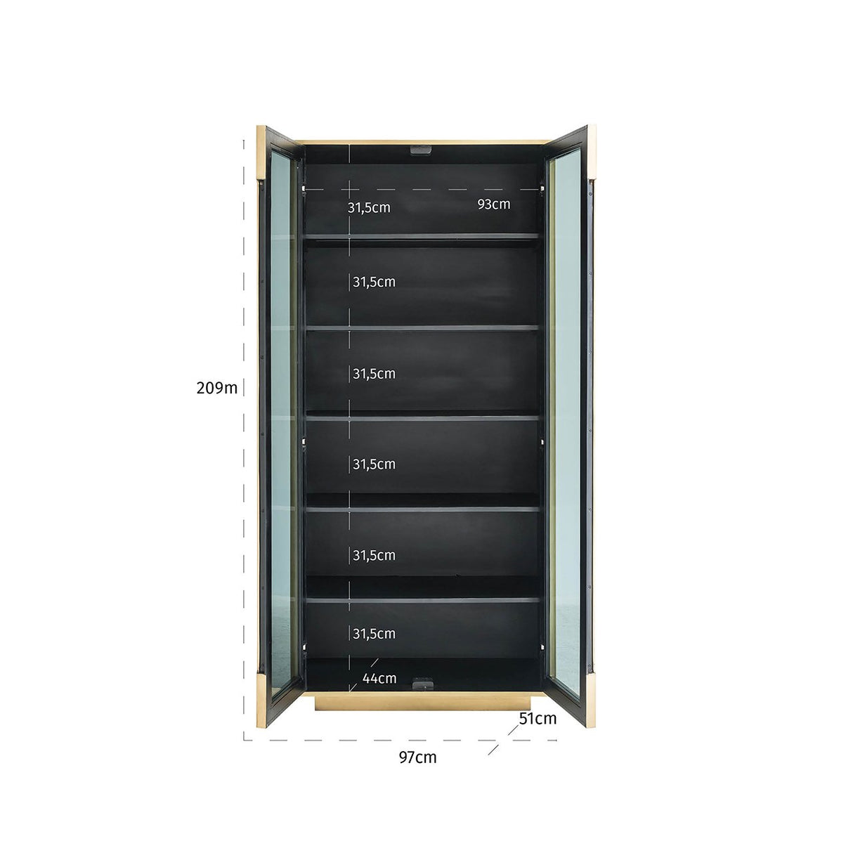 Wandkast Finsbury 2-deurs (Black/gold) van Richmond Interiors – Luxe comfort op maat van PureWonen. Vraag naar de beste prijs.