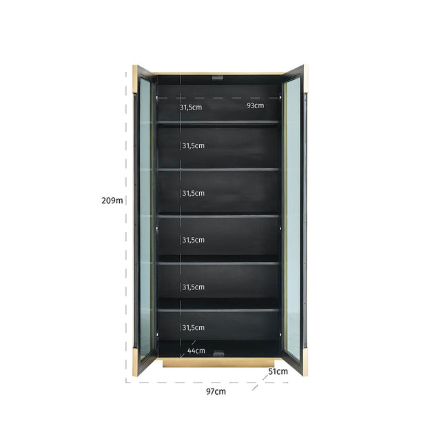 Wandkast Finsbury 2-deurs (Black/gold) van Richmond Interiors – Luxe comfort op maat van PureWonen. Vraag naar de beste prijs.