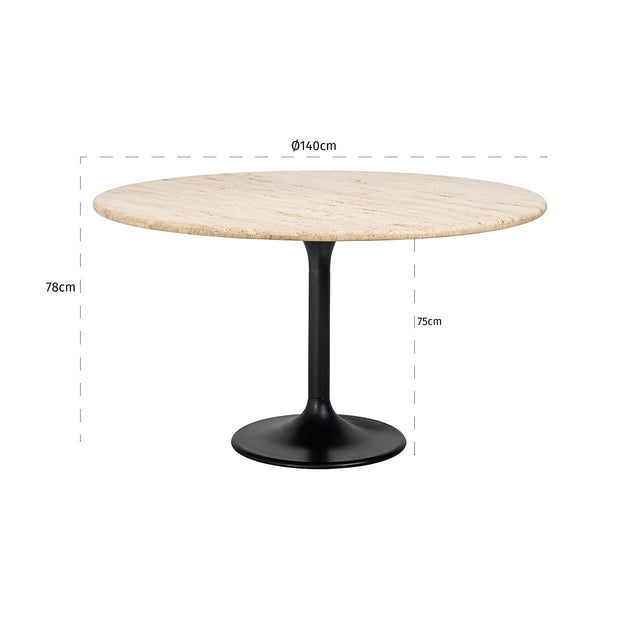 Eettafel Hampton 140Ø (Black) van Richmond Interiors – Luxe comfort op maat van PureWonen. Vraag naar de beste prijs.