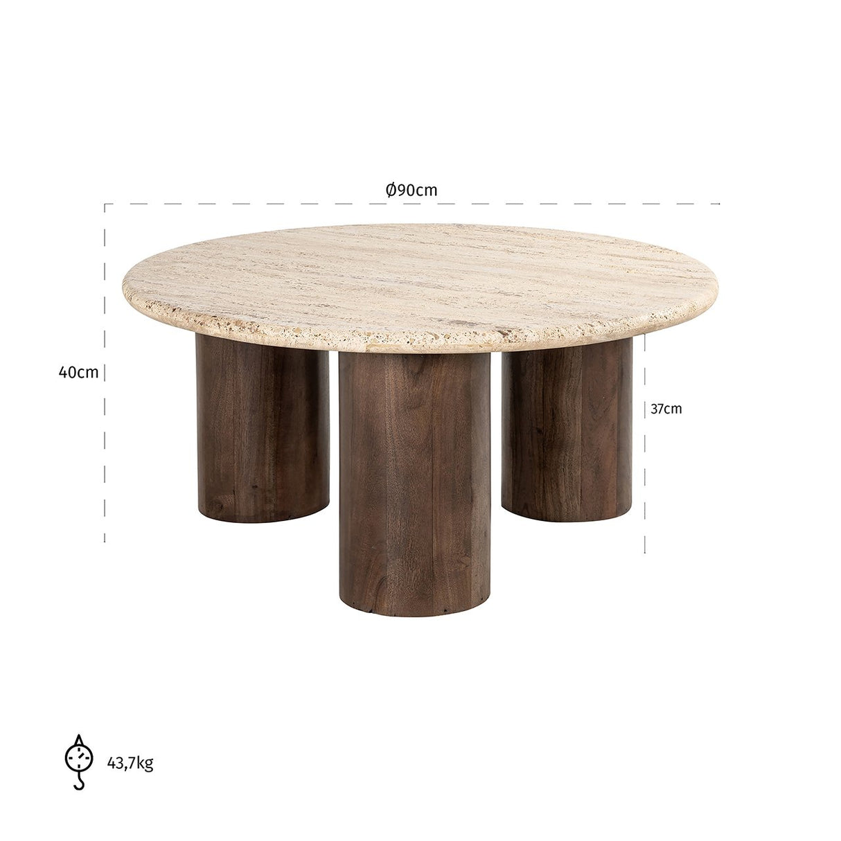 Salontafel Douglas 90Ø (Brown) van Richmond Interiors – Luxe comfort op maat van PureWonen. Vraag naar de beste prijs.