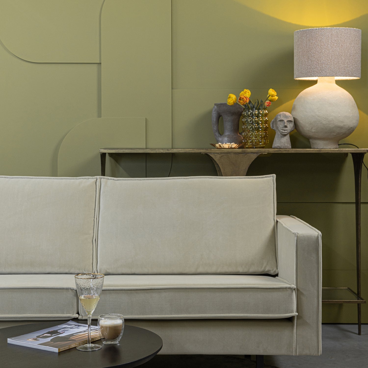 Rodeo Chaise Longue Bank Links Velvet Pistache