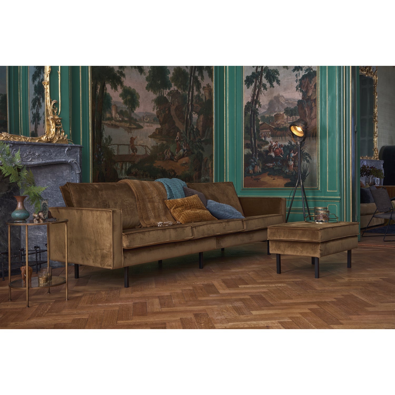 Rodeo Hocker Op Poten Velvet Honinggeel