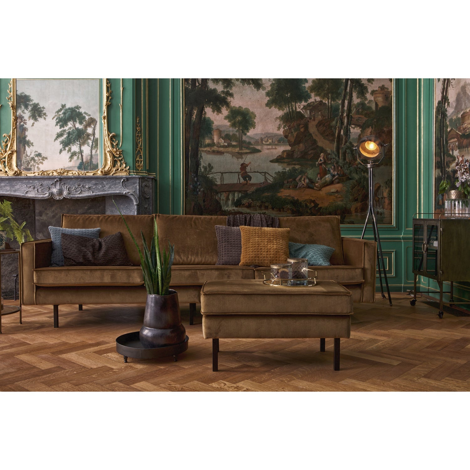 Rodeo Hocker Op Poten Velvet Honinggeel