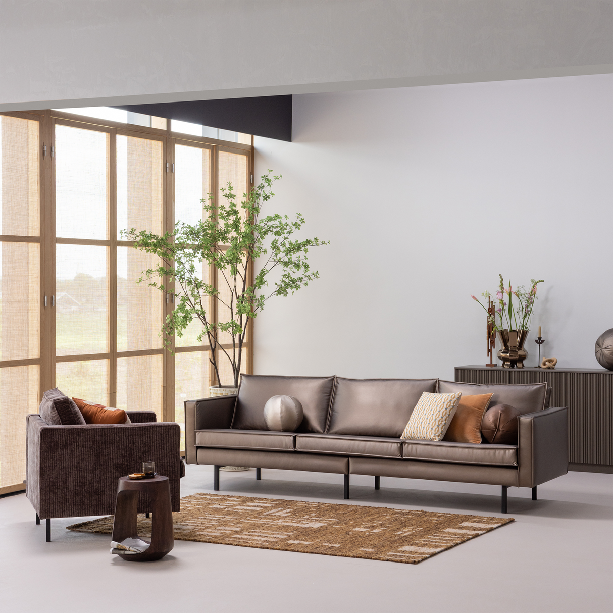 Ian Handgeweven Vloerkleed Wol/Katoen Bruin 170x240 Cm