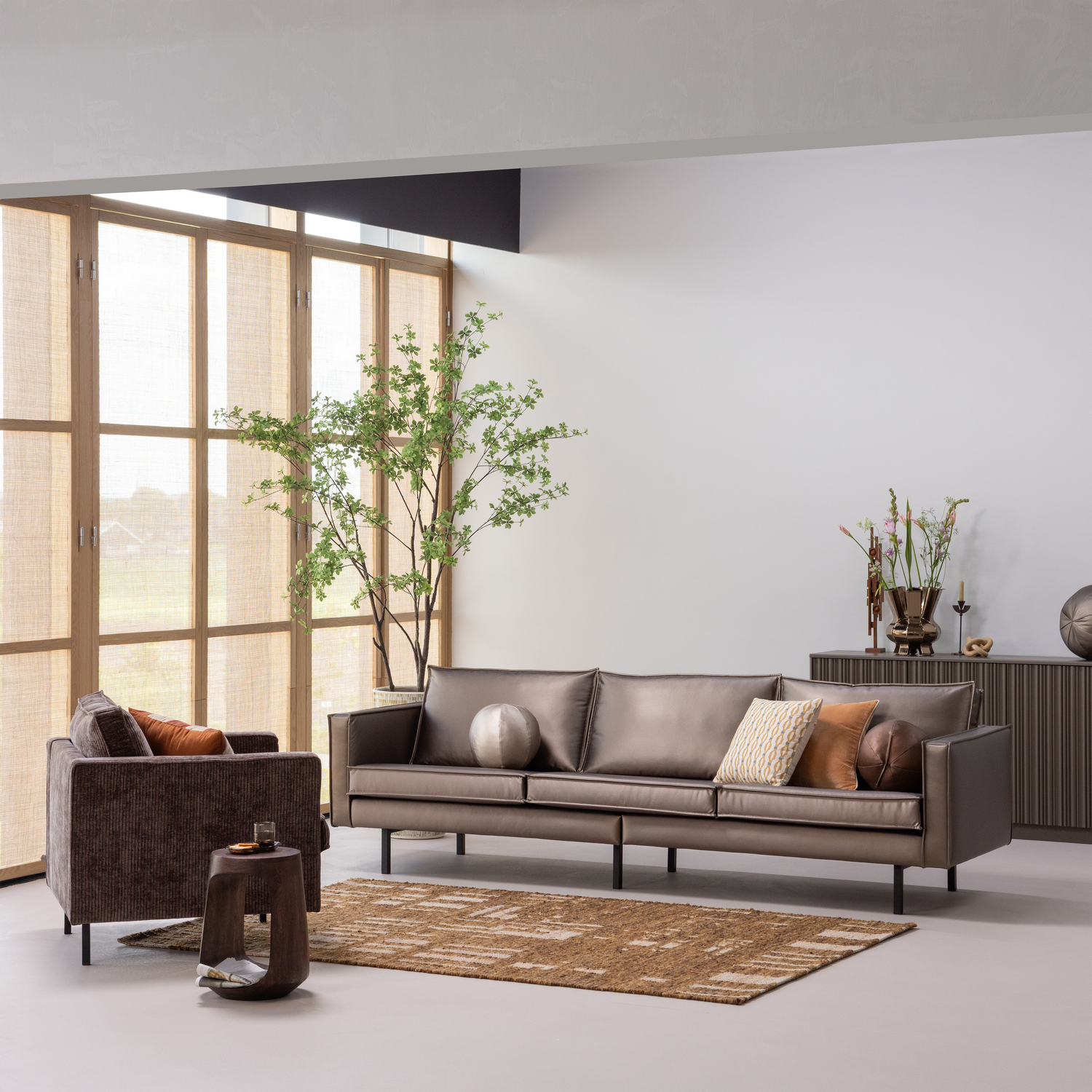 Ian Handgeweven Vloerkleed Wol/Katoen Bruin 170x240 Cm