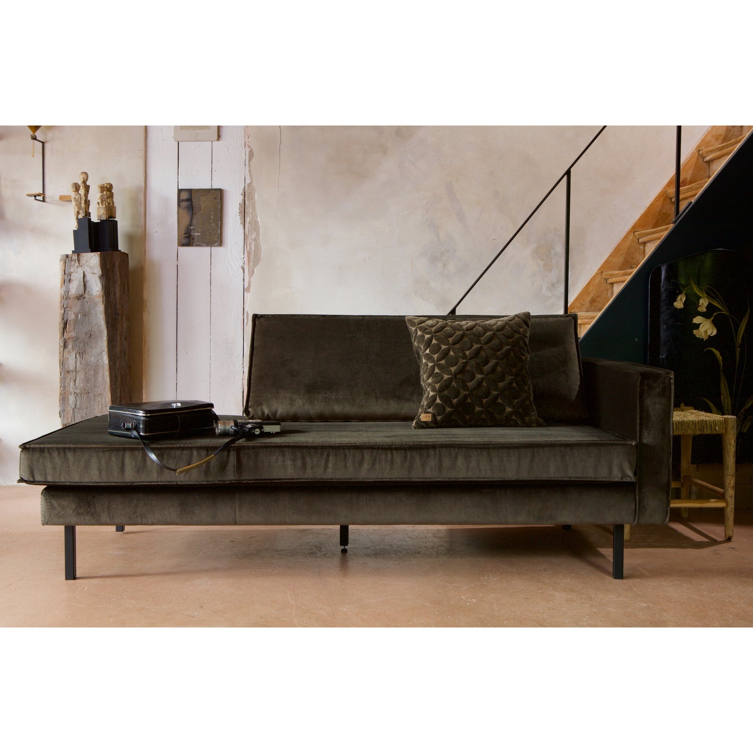 Rodeo Daybed Links Velvet Donkergroen