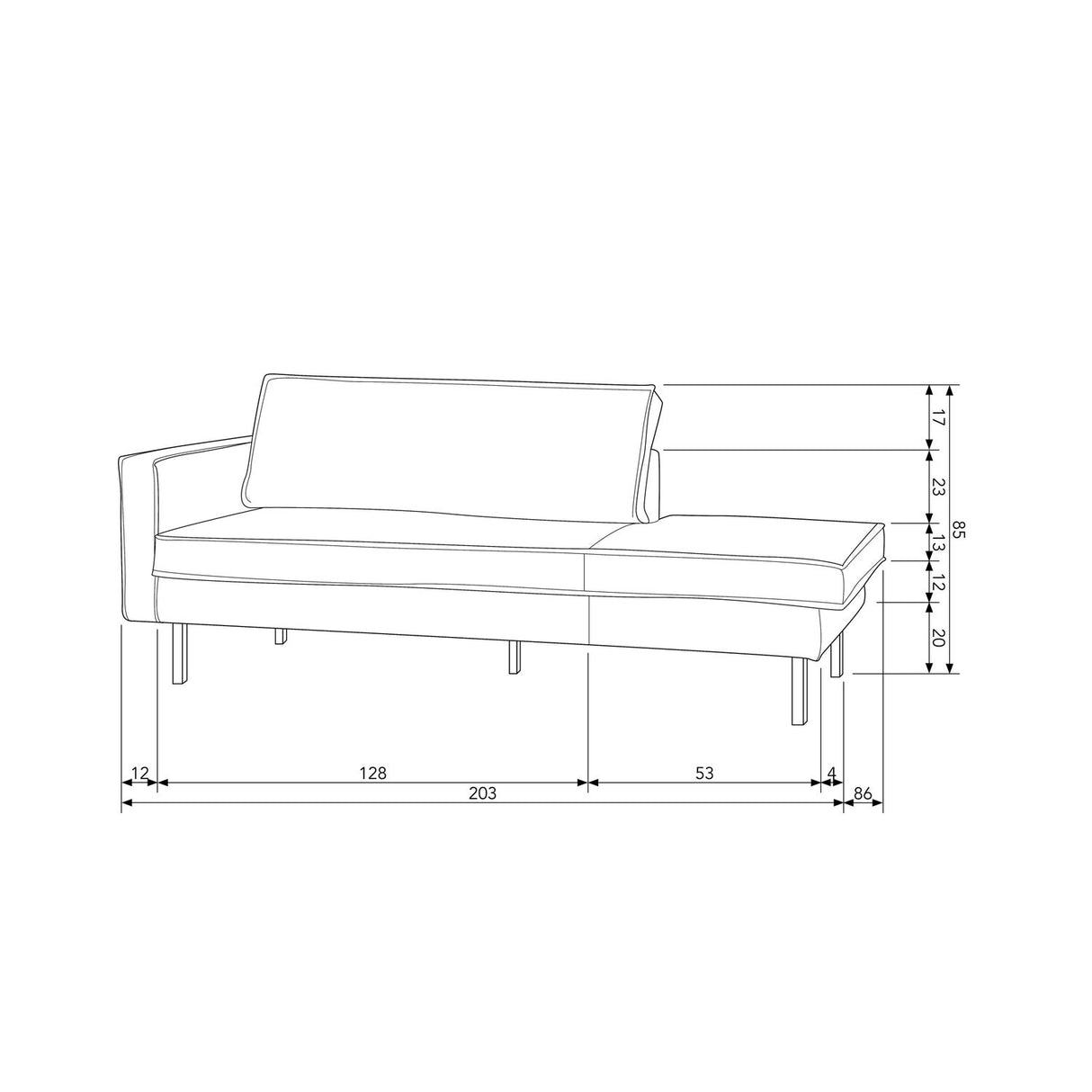 Rodeo Daybed Links Velvet Honinggeel