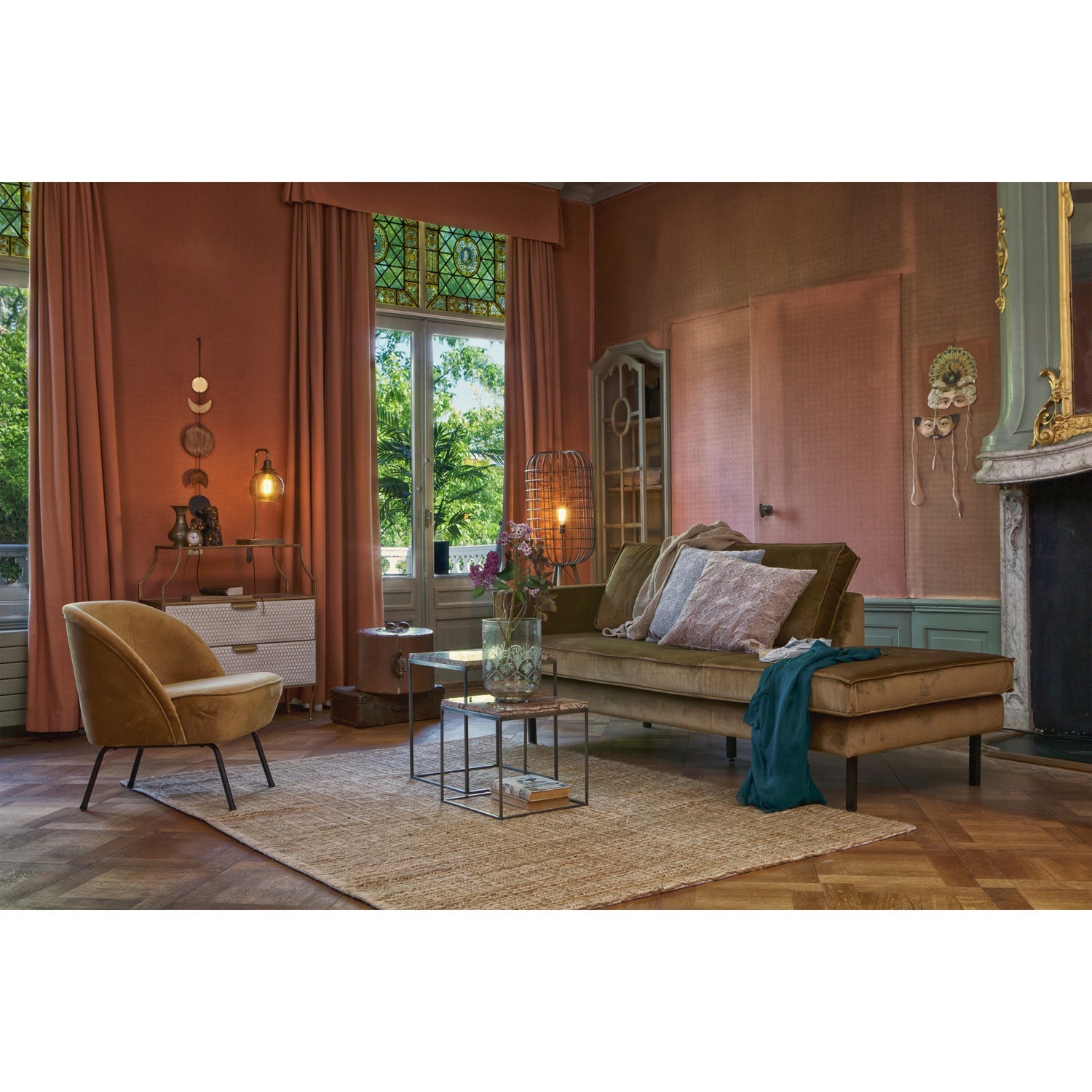 Rodeo Daybed Rechts Velvet Honinggeel