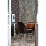 Vogue Eetkamerstoel 3 D Chenille Donkerbruin Chrome Poot