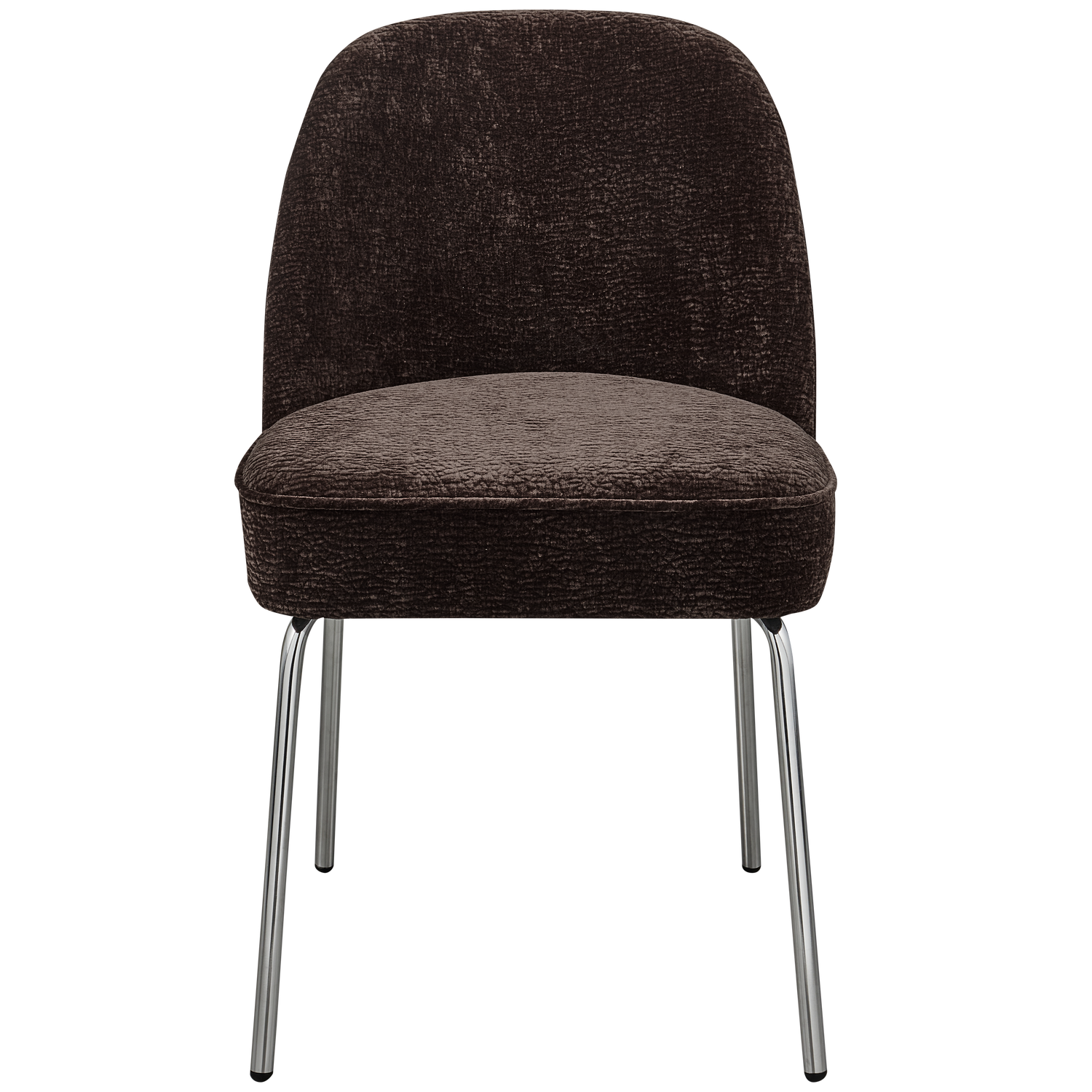 Vogue Eetkamerstoel 3 D Chenille Donkerbruin Chrome Poot