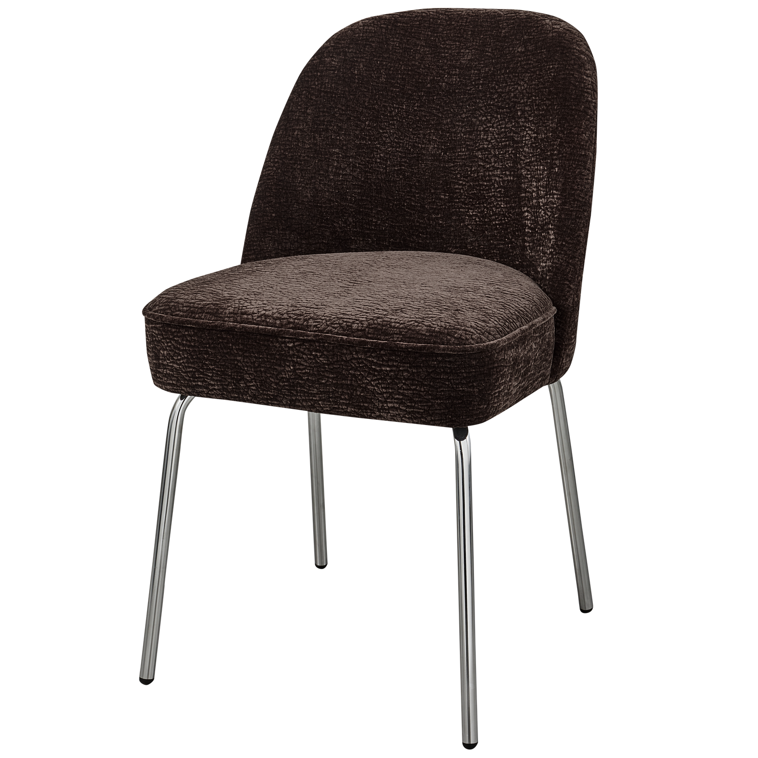 Vogue Eetkamerstoel 3 D Chenille Donkerbruin Chrome Poot