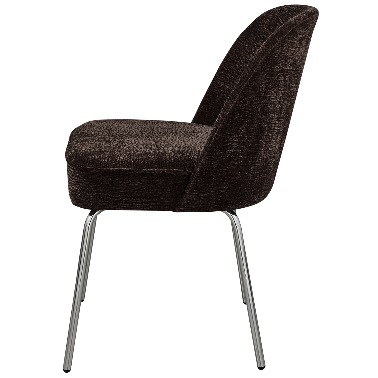 Vogue Eetkamerstoel 3 D Chenille Donkerbruin Chrome Poot