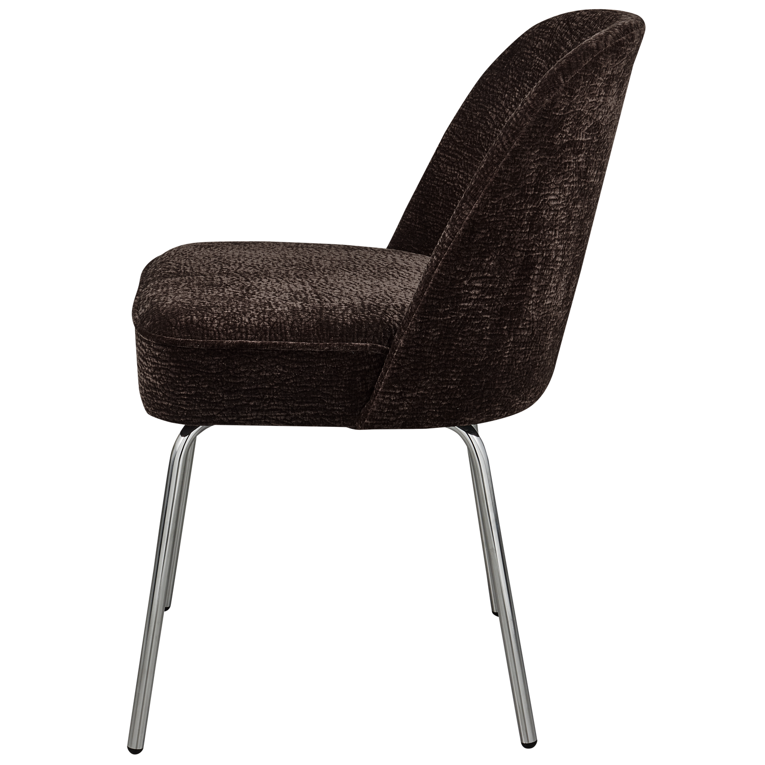Vogue Eetkamerstoel 3 D Chenille Donkerbruin Chrome Poot