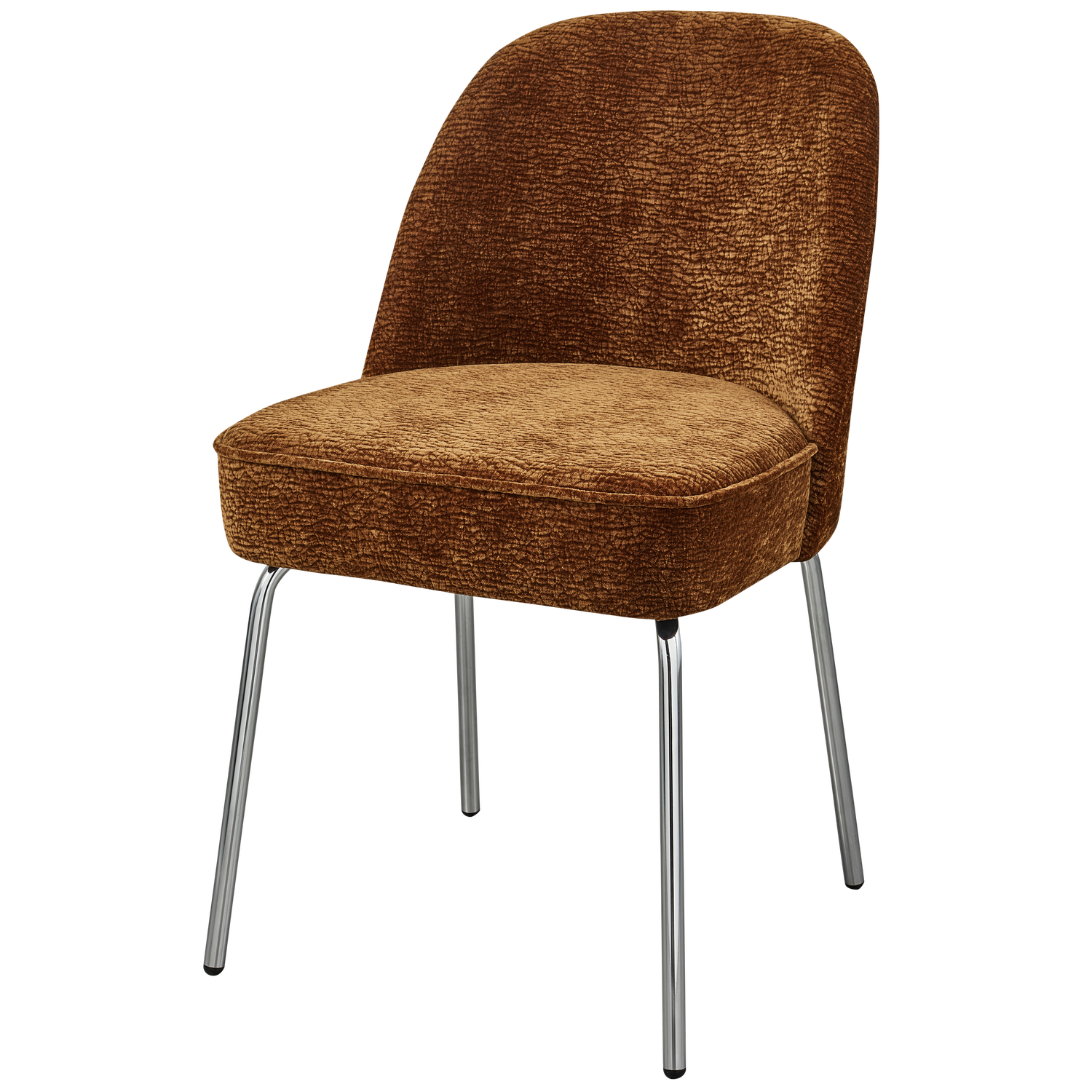 Vogue Eetkamerstoel 3 D Chenille Middenbruin Chrome Poot