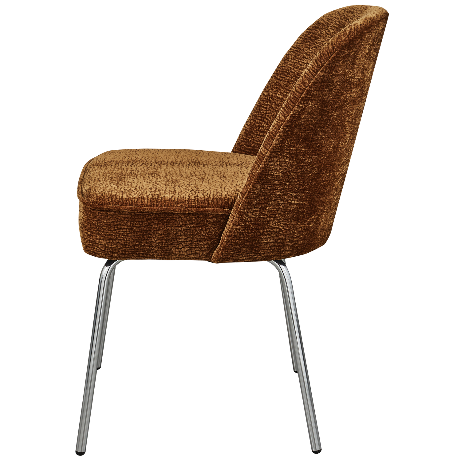 Vogue Eetkamerstoel 3 D Chenille Middenbruin Chrome Poot