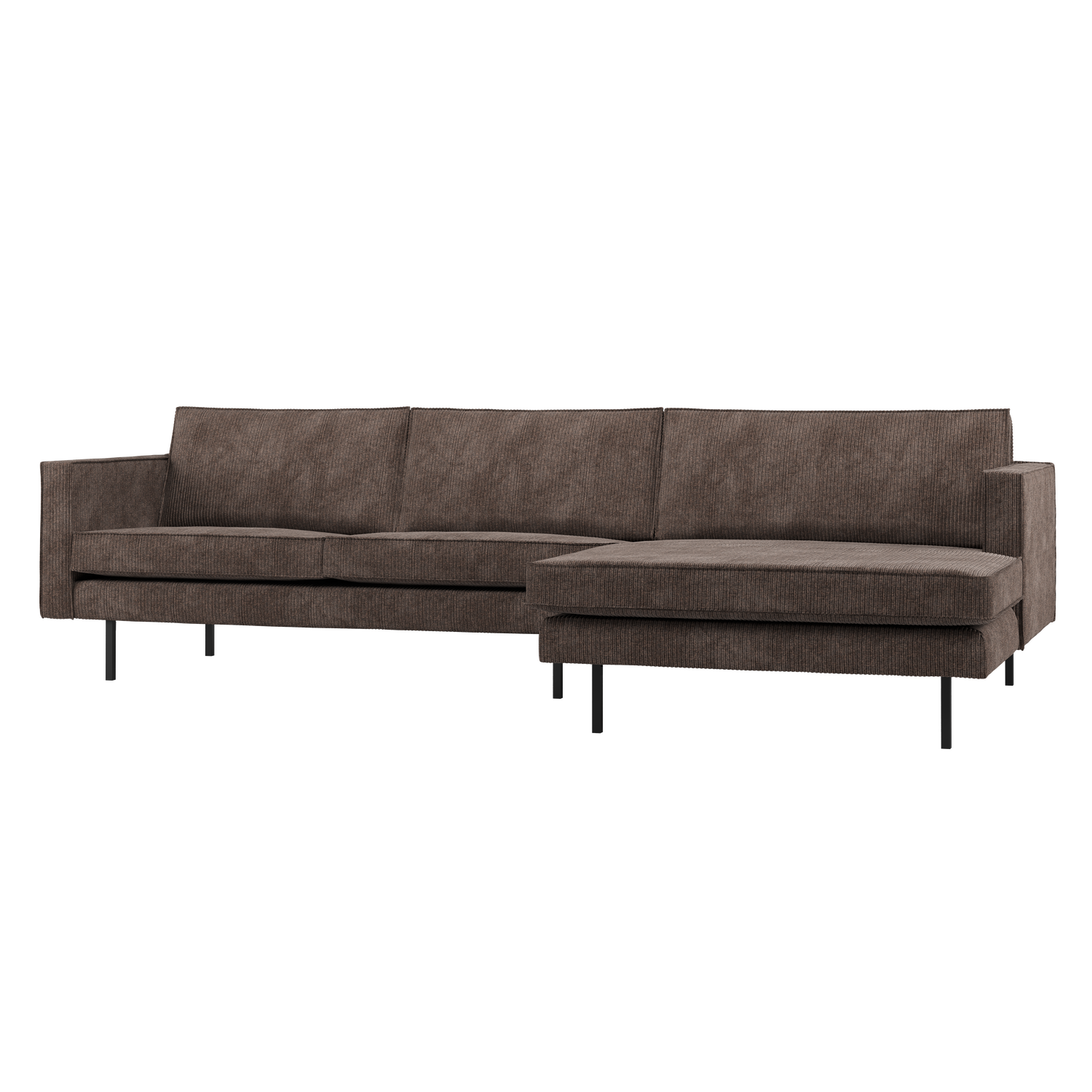 Rodeo Chaise Longue Bank Rechts Ribstof Bruin