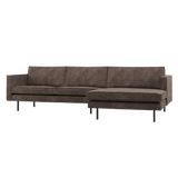 Rodeo Chaise Longue Bank Rechts Ribstof Bruin