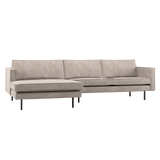 Rodeo Chaise Longue Bank Links Ribstof Donkerzand
