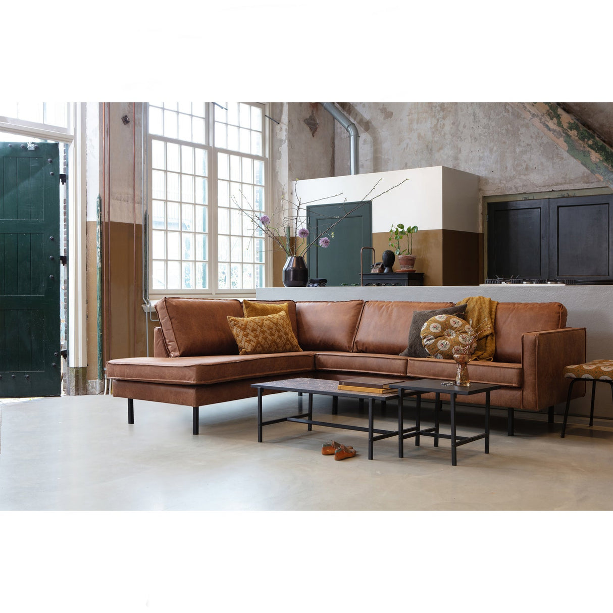 Rodeo Hoekbank Links Ecoleer Cognac