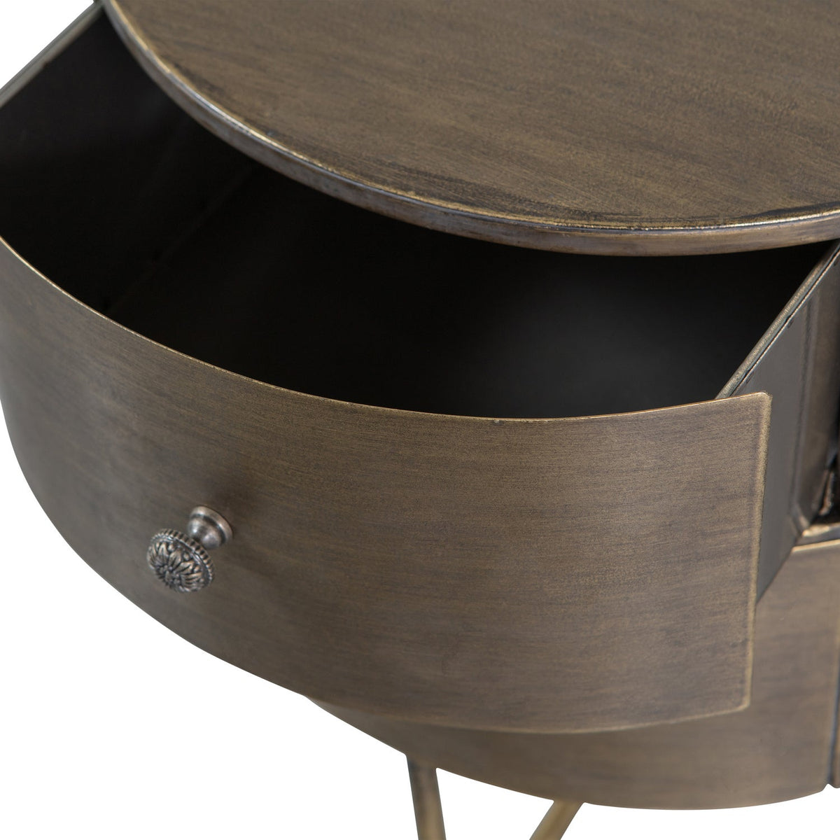 Glossy Rond Kastje Metaal Antique Brass