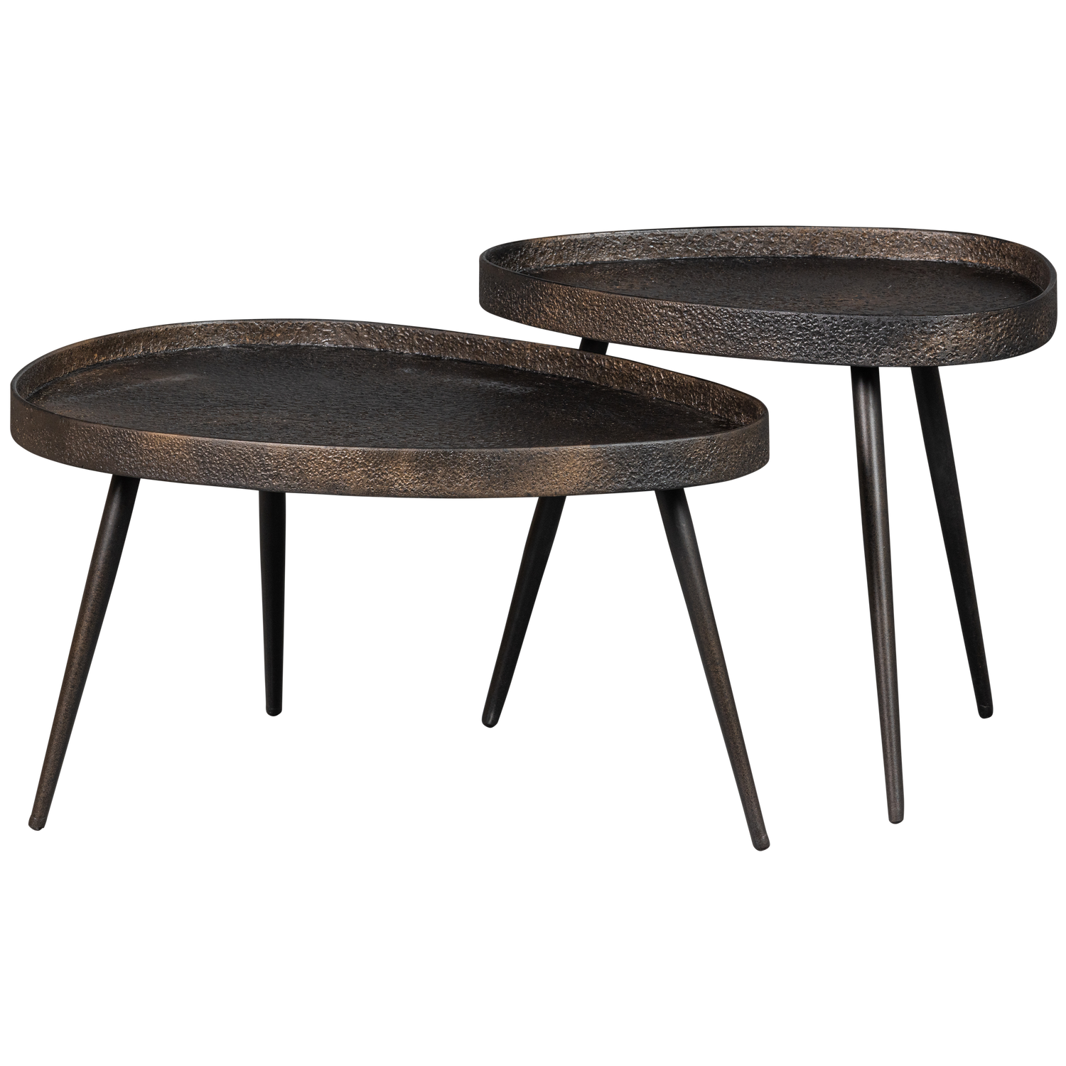 Crude Bijzettafels Antique Brons Set Van 2