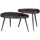 Crude Bijzettafels Antique Brons Set Van 2