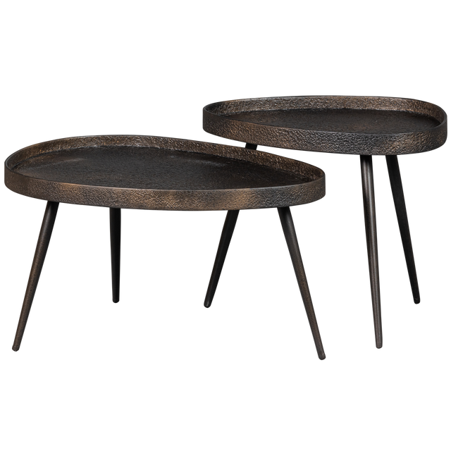 Crude Bijzettafels Antique Brons Set Van 2