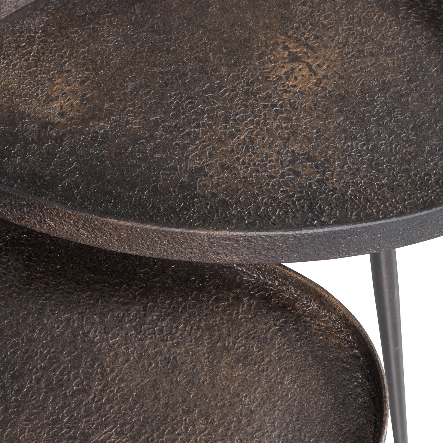 Crude Bijzettafels Antique Brons Set Van 2